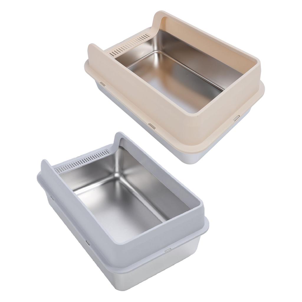 Кошачий туалет из нержавеющей стали, прочный, легко моется, не разбрызгивается, с высокими бортами, металлический лоток для кошачьего туалета