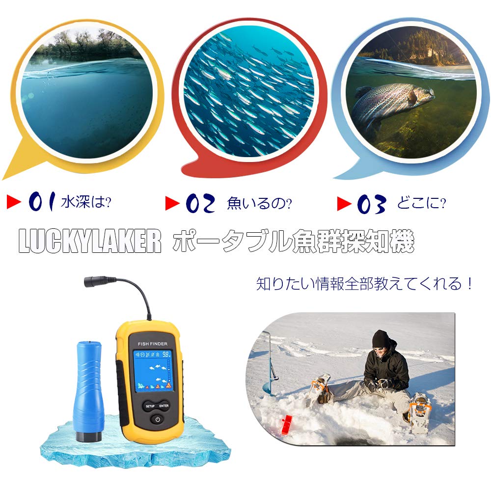 LUCKYLAKER Подледная рыбалка Рыбалка с каяка Портативный эхолот для рыбалки с корюшки Морская рыбалка с лодкой Портативный небольшой SUP-рыбалка Ловля окуня