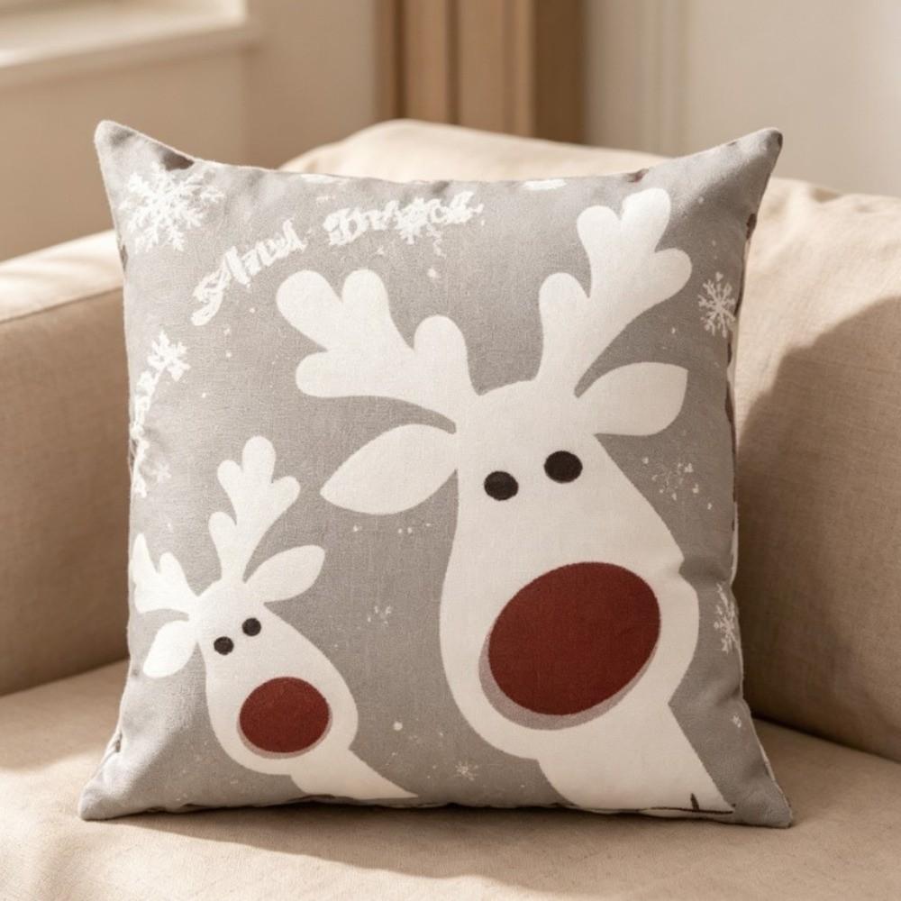 45cm 17in Christmas Pillow Covers Soft Xmas Pillowcase Snowflake Plaid Cushion Cover Sofa