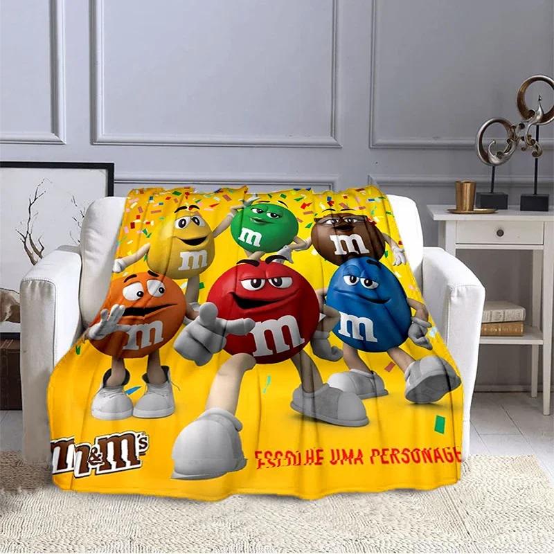 Плюшевое одеяло M&M Bean Chocolate с мультяшным принтом, модное, теплое, для походов, для дома, дивана, постельного белья, детское одеяло в подарок