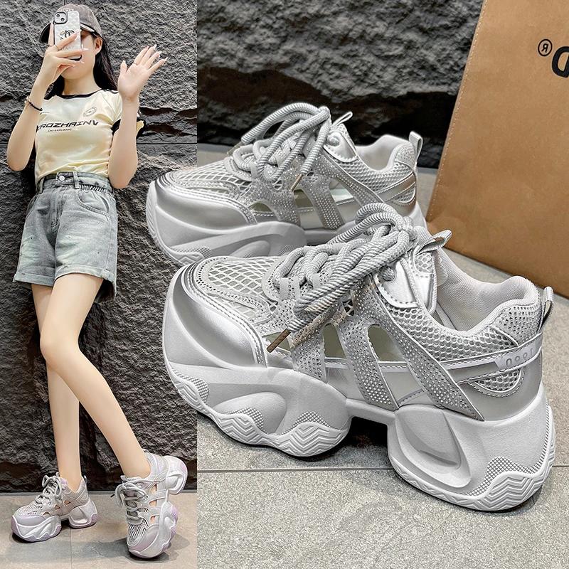 Fashion European Station Daddy Shoes Women 2025 Summer New Platform Heightened Casual Sneakers Versatile Breathable Mesh Shoes