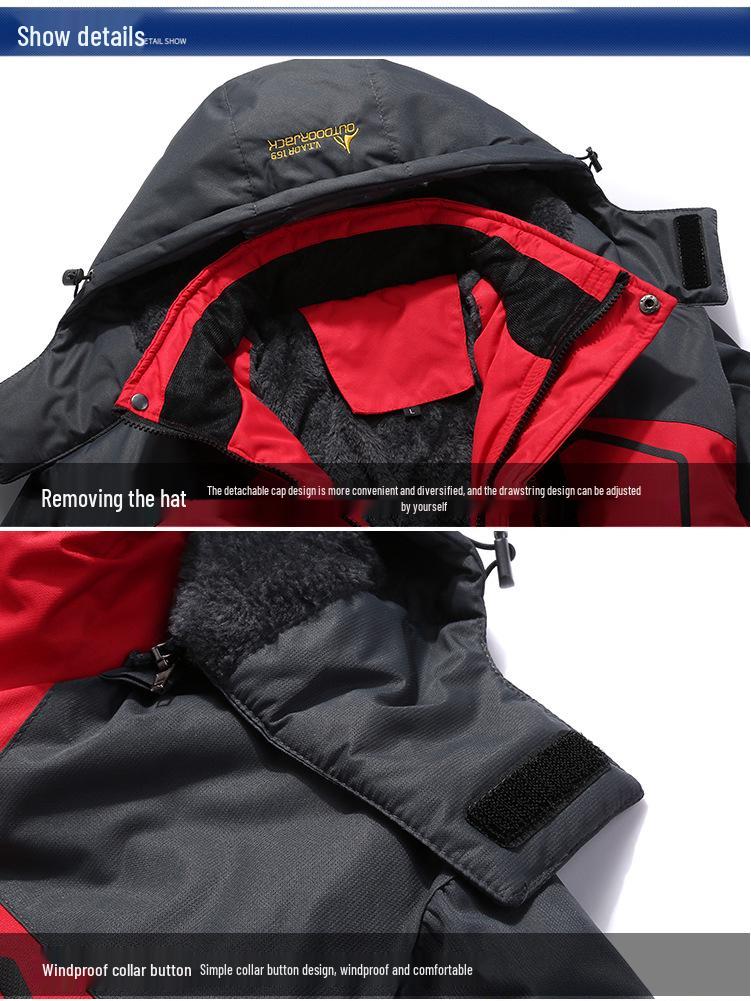 Унисекс зимняя куртка для катания на лыжах и езды на велосипеде большого размера с флисовой подкладкой и плотным хлопковым наполнителем