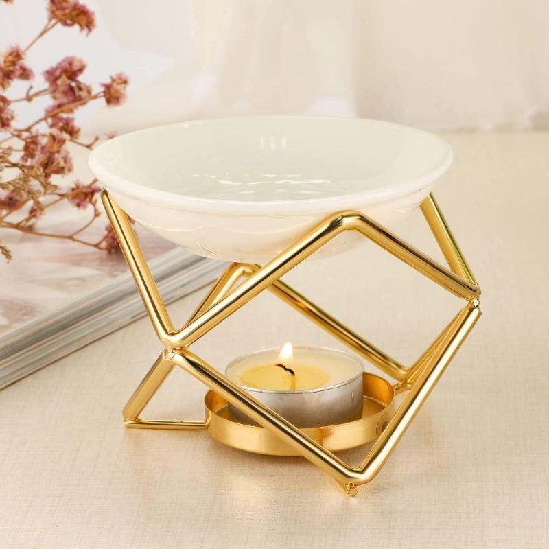 Ароматерапевтические диффузоры, горелки для восковых таблеток с керамической чашей, металлические подставки для чайных свечей для улучшения домашней эстетики