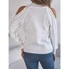 QICED Autumn and Winter Casual Twist Off-the-shoulder Semi-high Neck Long-sleeved Pullover Sweater Women's Wear