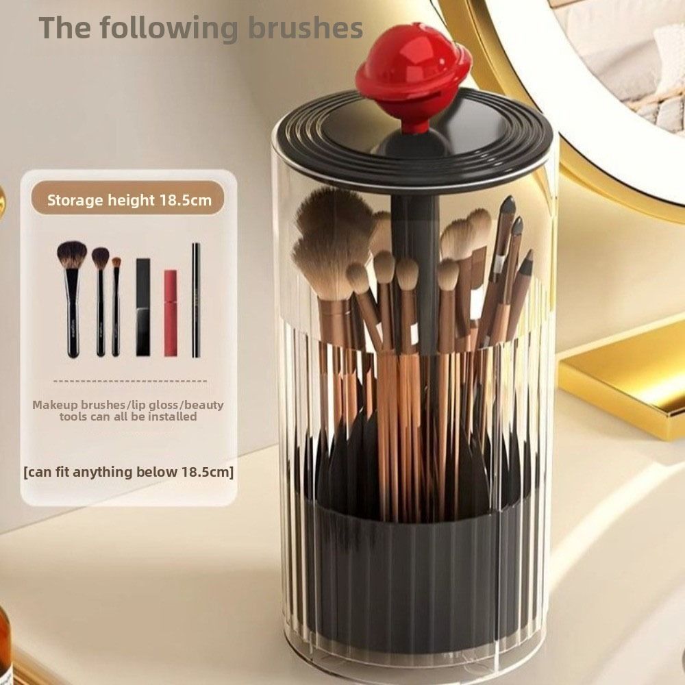 Automatic Lifting Makeup Brushes Holder with Lid Cosmetic Brushes Storage Box Desktop