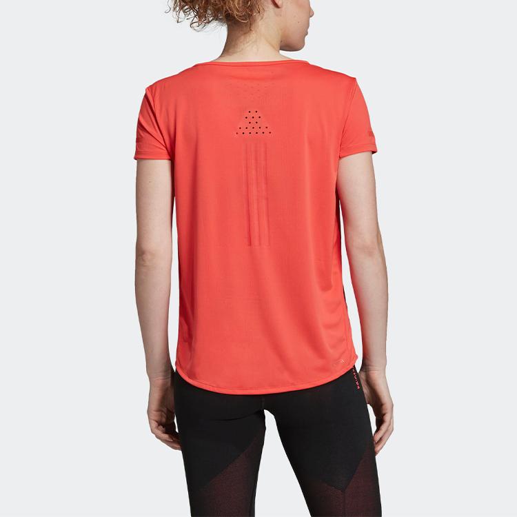 Adidas Quick-Dry Training Casual Sports Round Neck Short Sleeve T-Shirt Women Tops Coral-Pink EI6383