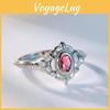 Stunning Ruby Inlaid Thai Silver Black Ring Elegant Geometric Design For Women Size 6 To 10