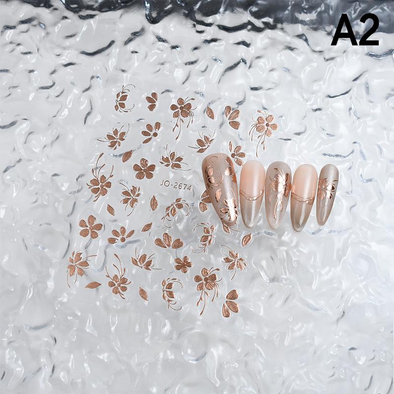 Золотые цветочные наклейки для ногтей, флеш-стикер для милого дизайна ногтей, стереоскопический нейл-арт, любители и мастера по маникюру своими руками