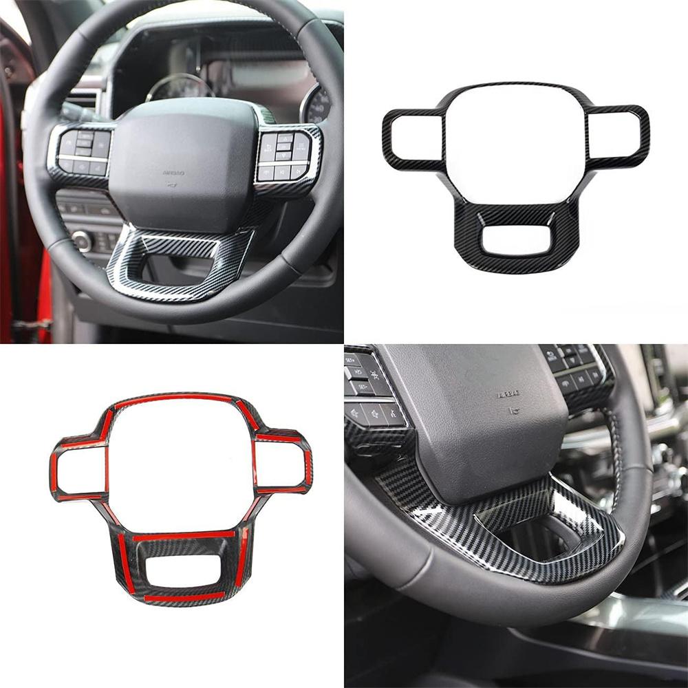 1 X Carbon Fiber Look Steering Wheel Cover Trim For Ford F150 F-150 2021-2024