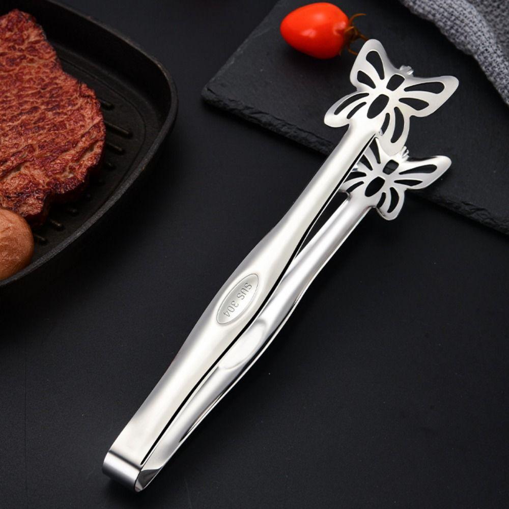 Hollow Out Stainless Steel Food Tongs Portable Kitchen Cooking Tongs Restaurant Supplies