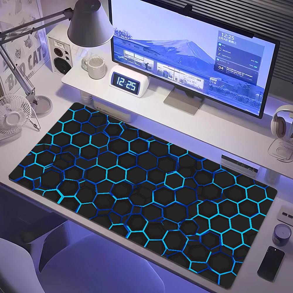 Gaming Mousepads Mousepad Geometric Large Mouse Mat Big Desk Pads Non-Slip Rubber Hexagon Mouse Pad Big Keyboard Mats 90x40cm
