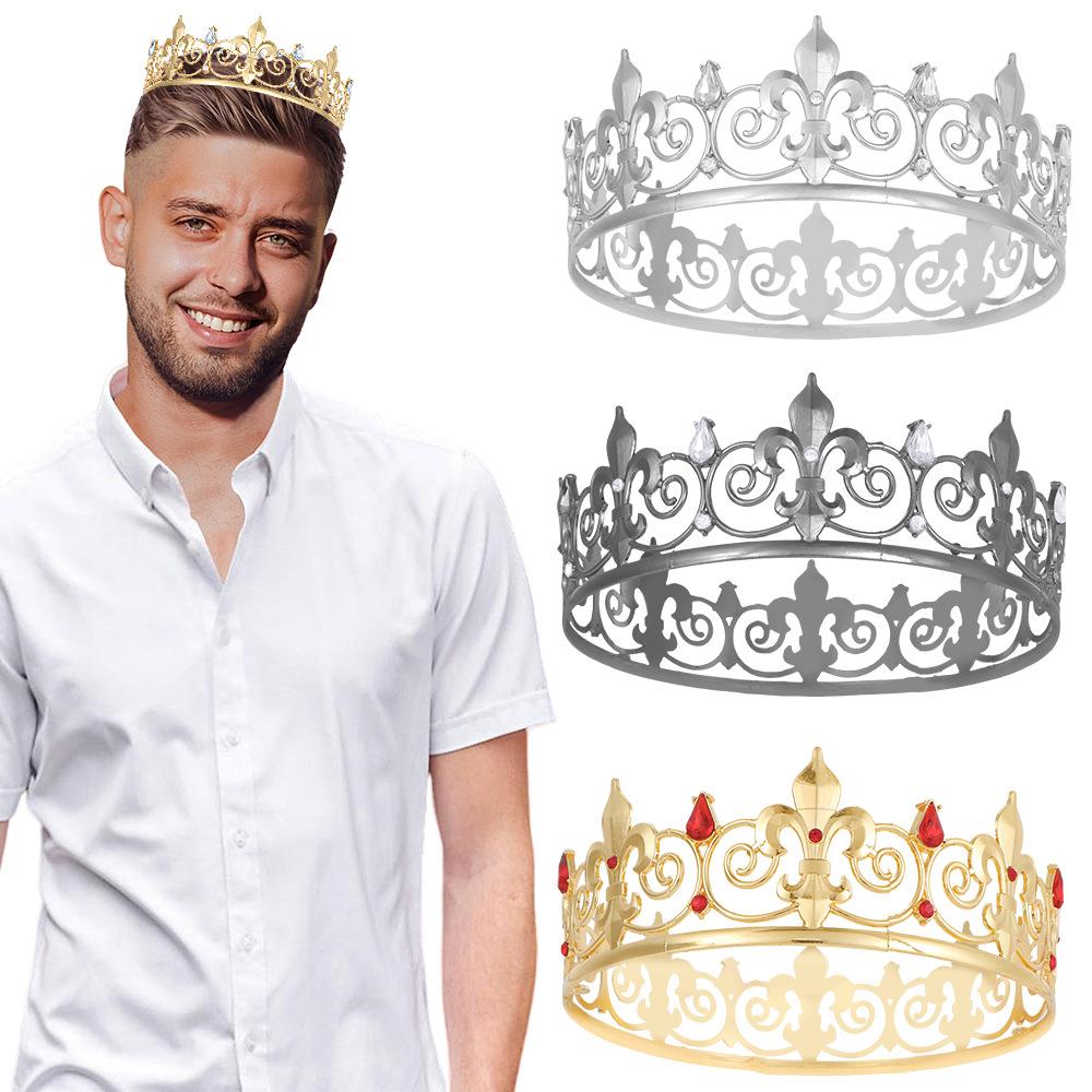 European and American Fashion Alloy Crystal Crown Men, Birthday Party Ball Men's Crown, Headgear Crown Accessories 2026