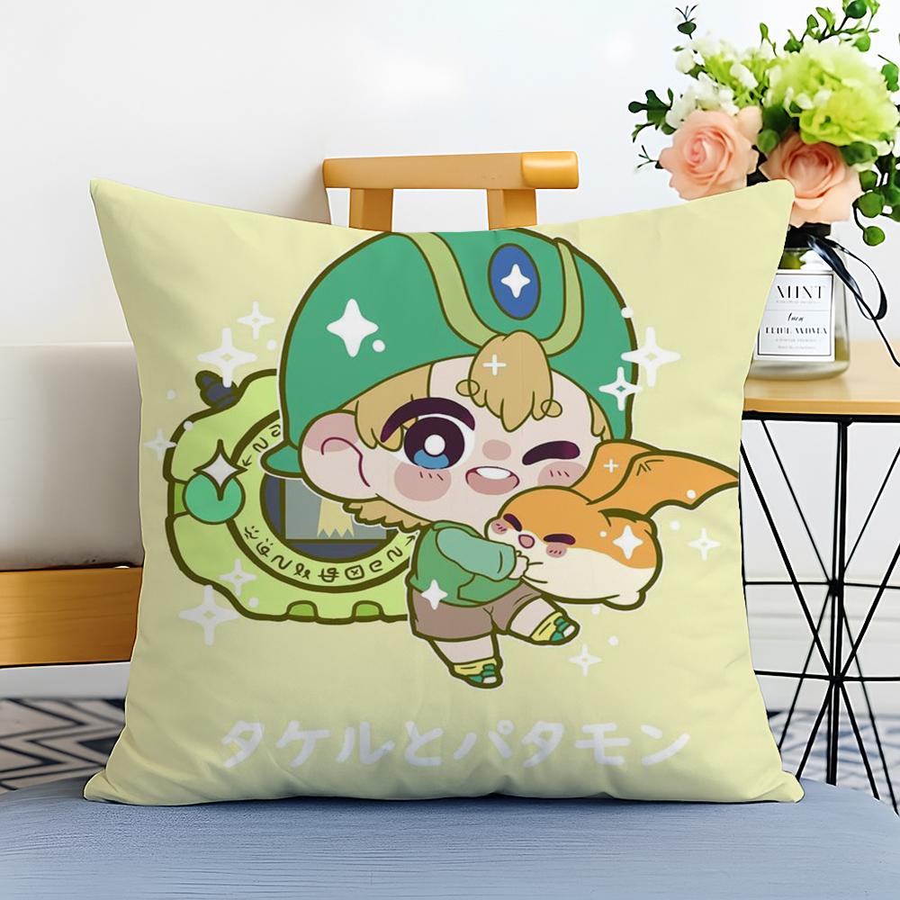 Cute DDigimon Adventure Cushion Cover Washable Linen Pillowcase Soft for Sofa Bed Cozy Home Room Decor