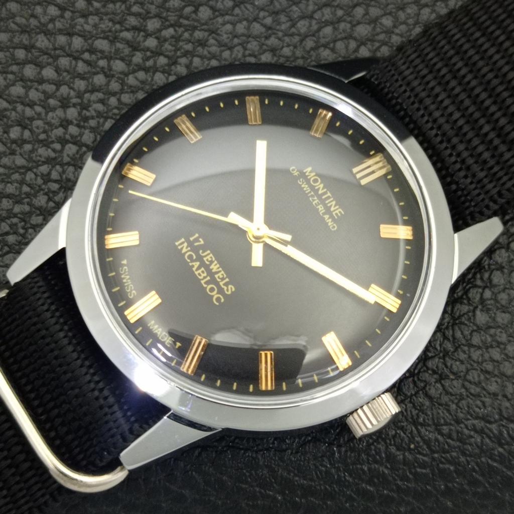 ВИНТАЖНЫЕ МУЖСКИЕ ШВЕЙЦАРСКИЕ ЧАСЫ MONTINE 17 КАМНЕЙ INCABLOC С РУЧНЫМ ЗАВОДОМ a285411-11