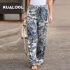 Женские свободные широкие брюки с принтом в стиле ретро, ​​летние свободные повседневные хлопковые брюки