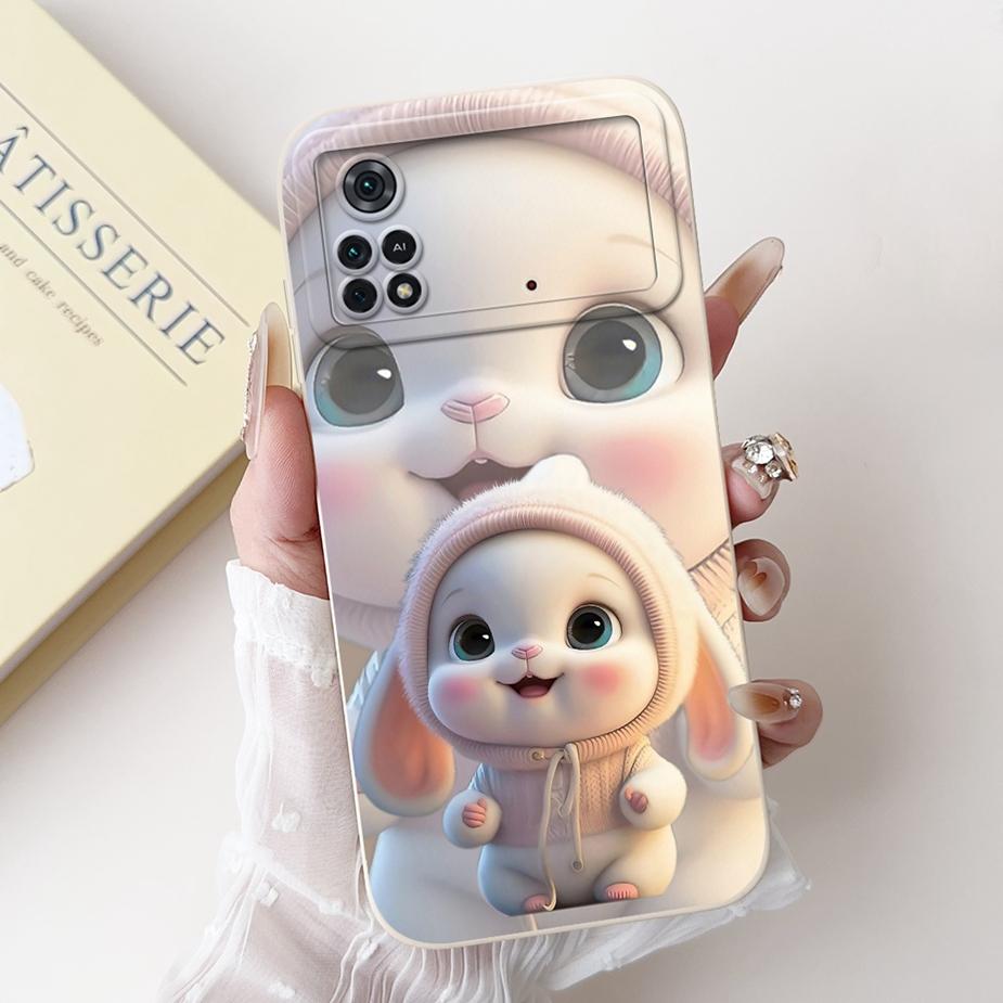Чехол для Xiaomi Poco M4 Pro 4G Милый Мультяшный Кролик Ударопрочный Чехол для Телефона Для Xiaomi Poco X4 Pro PocoM4 Pro 5G Мягкие Fundas