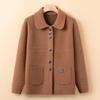 Middle-aged and Elderly Sweater Jacket New Cardigan Elderly Knitted Cardigan Spring and Autumn Mothers Wear Lapel Loose Top