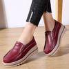 Genuine Leather Women Casual Shoes Wedge Heels Platform Shoes Daily Walking Winter Plush Loafers Slip-on Mother Shoes
