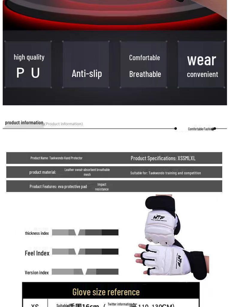 Taekwondo Protective Gear: Hand & Foot Protectors, Half-Finger Boxing Gloves for Adults & Children
