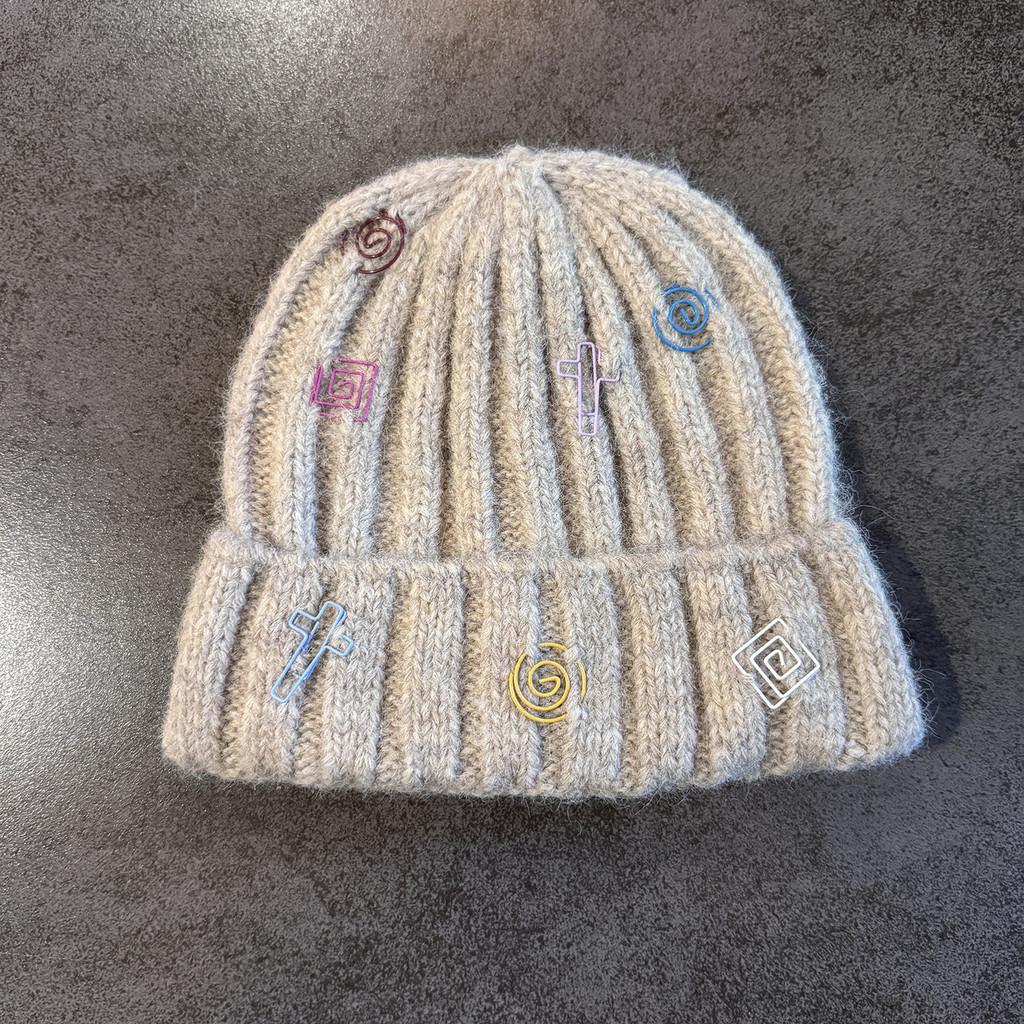 Fashion Knitted Hat With Double Ring Embellishment For Winter Sports And Casual