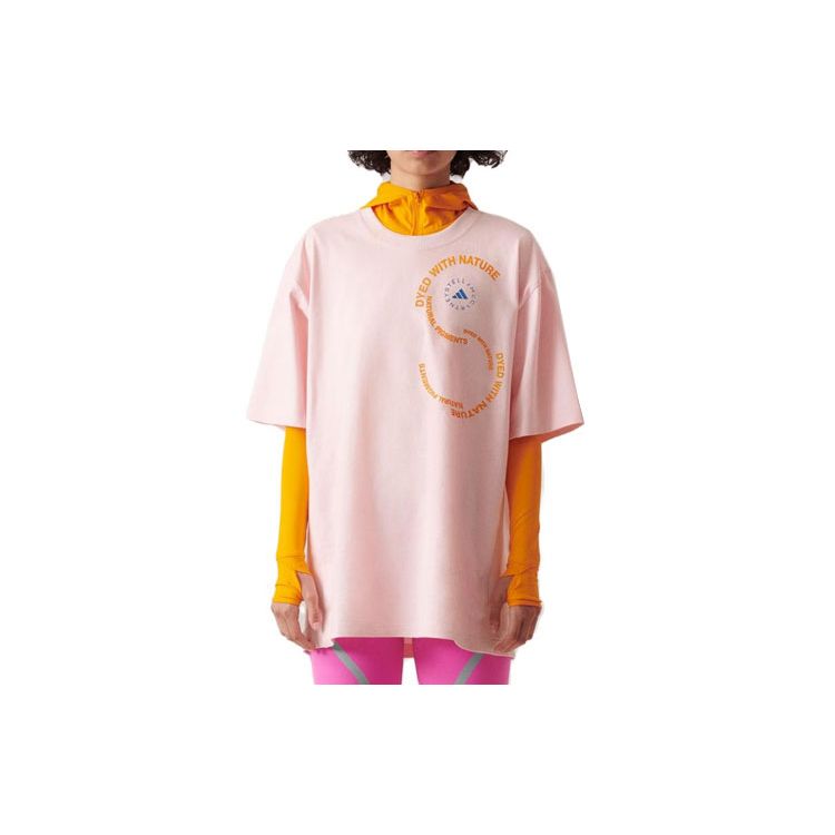 adidas Унисекс Спортивная футболка оверсайз из органического хлопка Stella McCartney Tropic Bloom Pink IA7711
