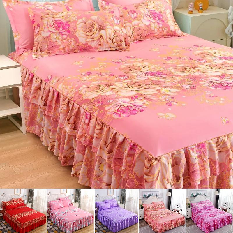 Комплект постельного белья из 3 предметов (1xпростыня+2xнаволочка)Простыня с оборками, оборка для кровати, простыня на резинке, двойное покрывало, наматрасник, постельное белье, простыня, покрывало с наволочками