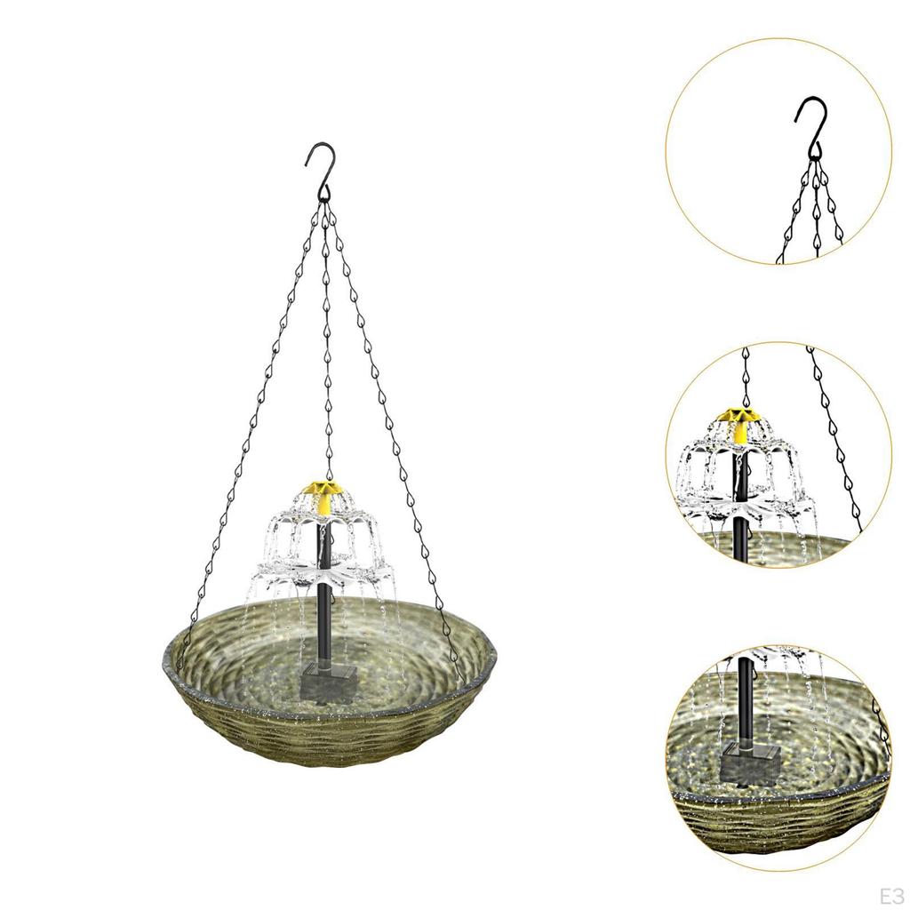 Hanging Bird Bath with Solar Energy for Outdoor Spaces 9.25inchx9.25inchx19.69inch