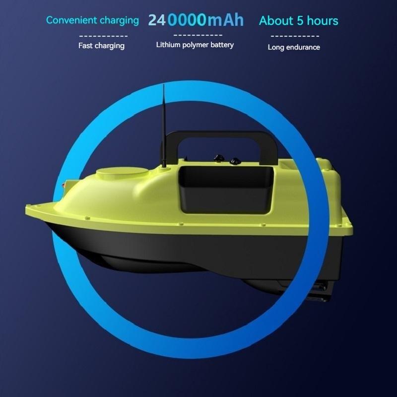 Лодка для ловли рыбы с эхолотом, аккумулятором 24000 мАч, 16 точками GPS, 6-часовым круизом, автоматическим возвратом, обнаружением глубины 100 м, цветным дисплеем