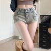 American Style Spicy Girl Denim Ultra Short Shorts for Women 2025 Spring Summer Slim Fit Hip-Hugging Hot Pants Retro Light-Colored Straight Pants
