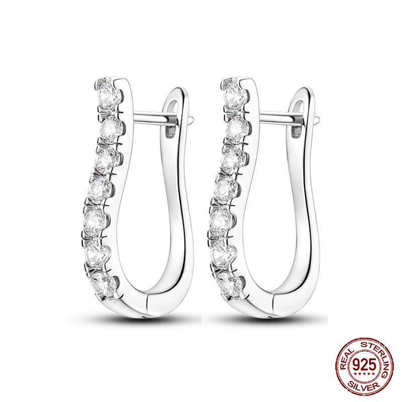 Charms Double Hoop Earrings For Women 100% 925 Silver Cubic Zircon Heart Star Moon Earrings Elegant Birthday Jewelry Gifts