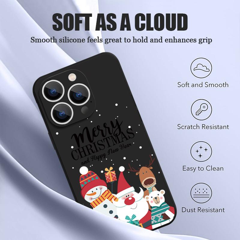 Christmas Elk Santa Pattern Slim Magnetic Cover For Iphone 16e 15 Pro Max 14 13 12 Pro 11 For Magsafe Matte Shockproof Soft Tpu Lanyard Phone Case