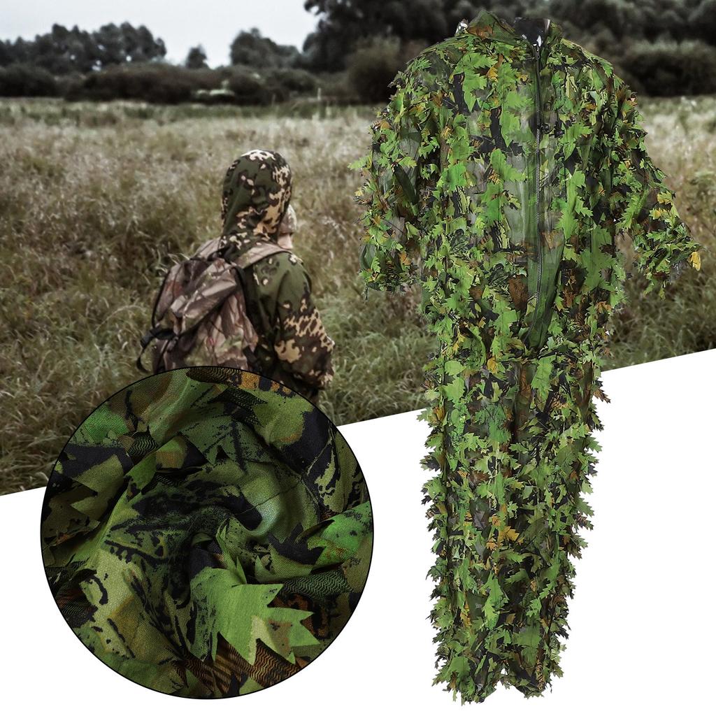 Зеленый Дикий Камуфляжный Костюм Ghillie 3D Лист Куртки и Штаны Комплект Одежды Для Охоты