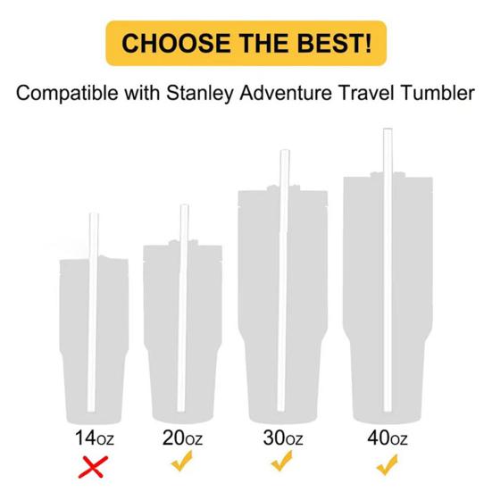 1 Set Straw Replacement Drinking with Cleaning Brush Reusable Transparent Plastic 20/30/40 OZ