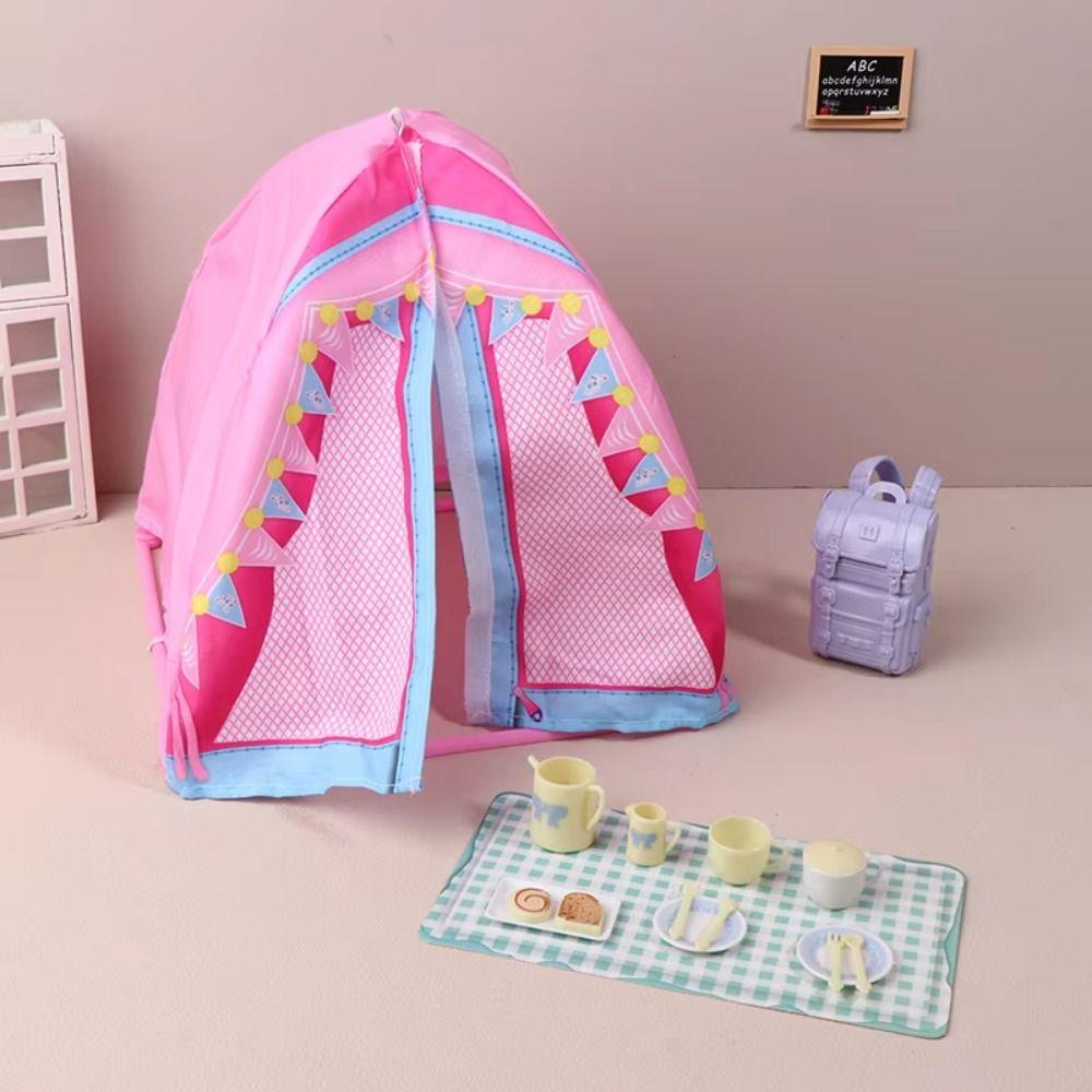 Simulated Doll Camping Kit Micro Scene Doll Mini Tent Doll Accessories Dollhouse Tent 1/12 Scale