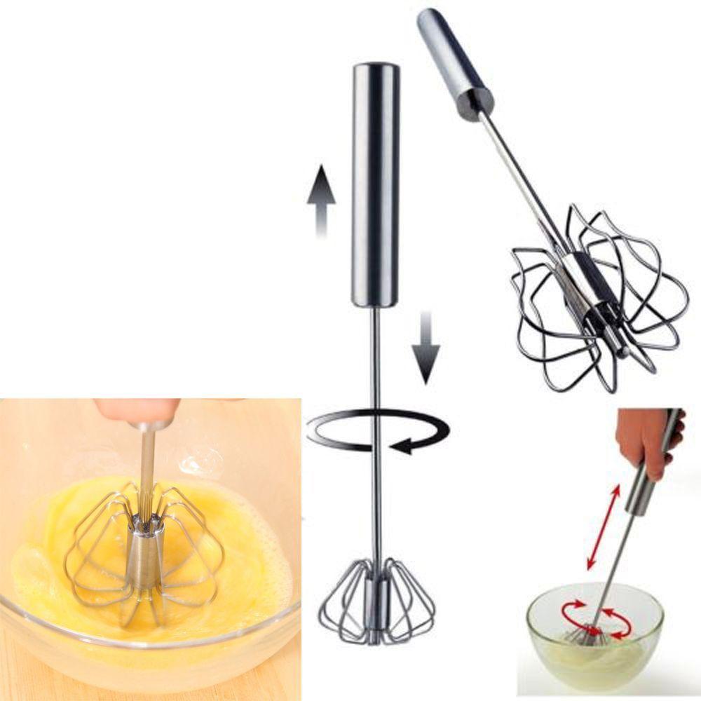 10inch Stainless Steel Kitchen Semi-Automatic Egg Beater Whisk Milk Mixer Cooking Tool