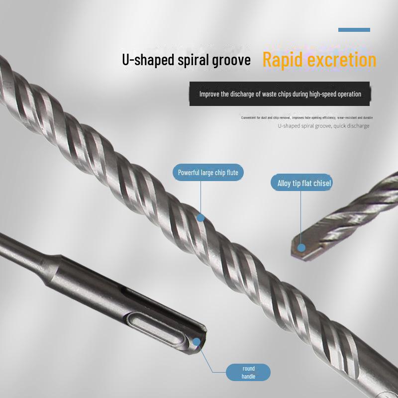 Набор из 17 ударных дрелей с круглой ручкой и зубил с пластиковым футляром для бетона, плоских и точечных зубил