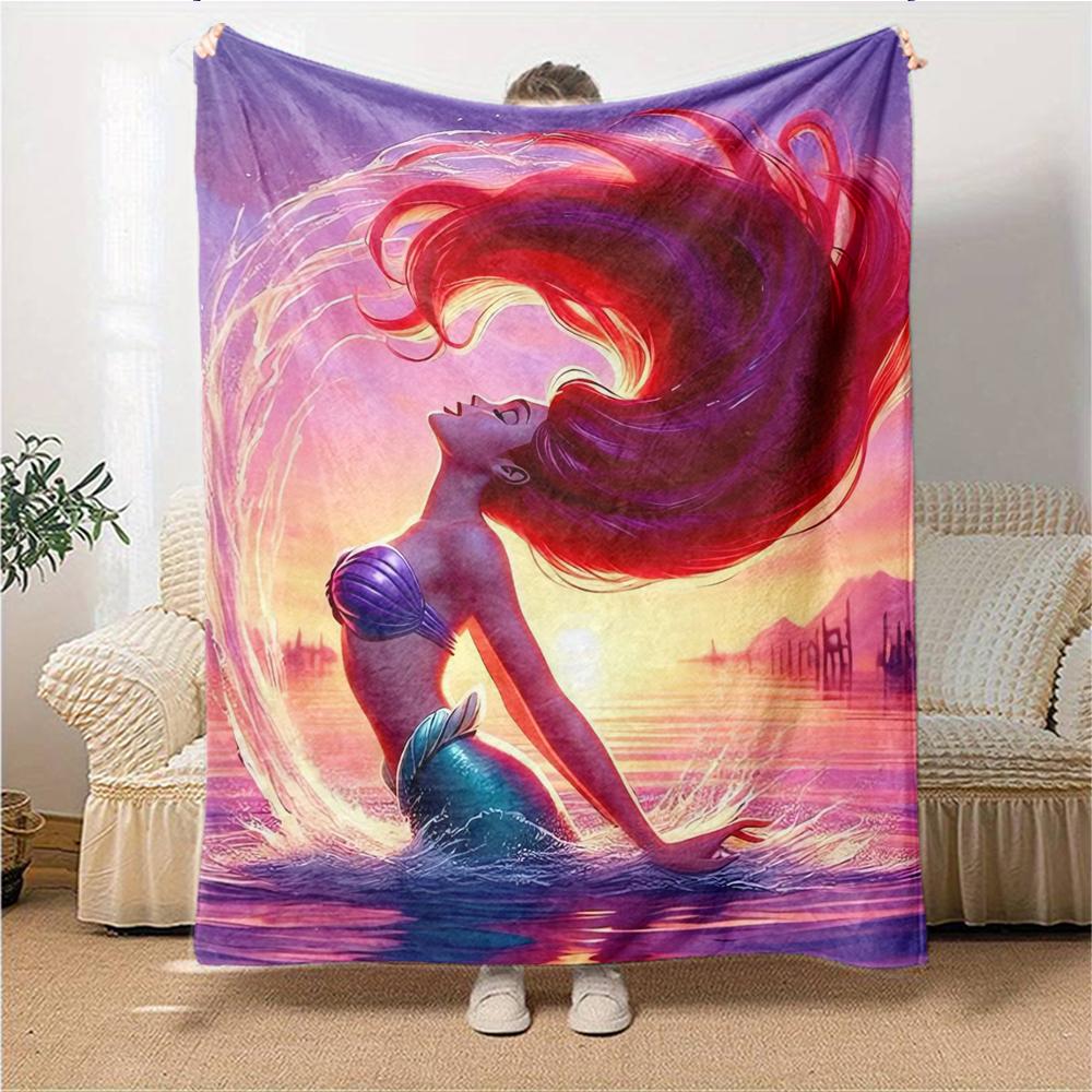 1Pc Mermaid Sunset Fantasy Blanket For Couch Bed Plush Cozy Fuzzy Blanket Super Soft Warm Blankets For Fall And Winter 091869