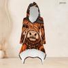 Women Plus Size Bear Pumpkin Printed Hooded Long Sleeve High Low Top Fitted Pants Two Piece Set