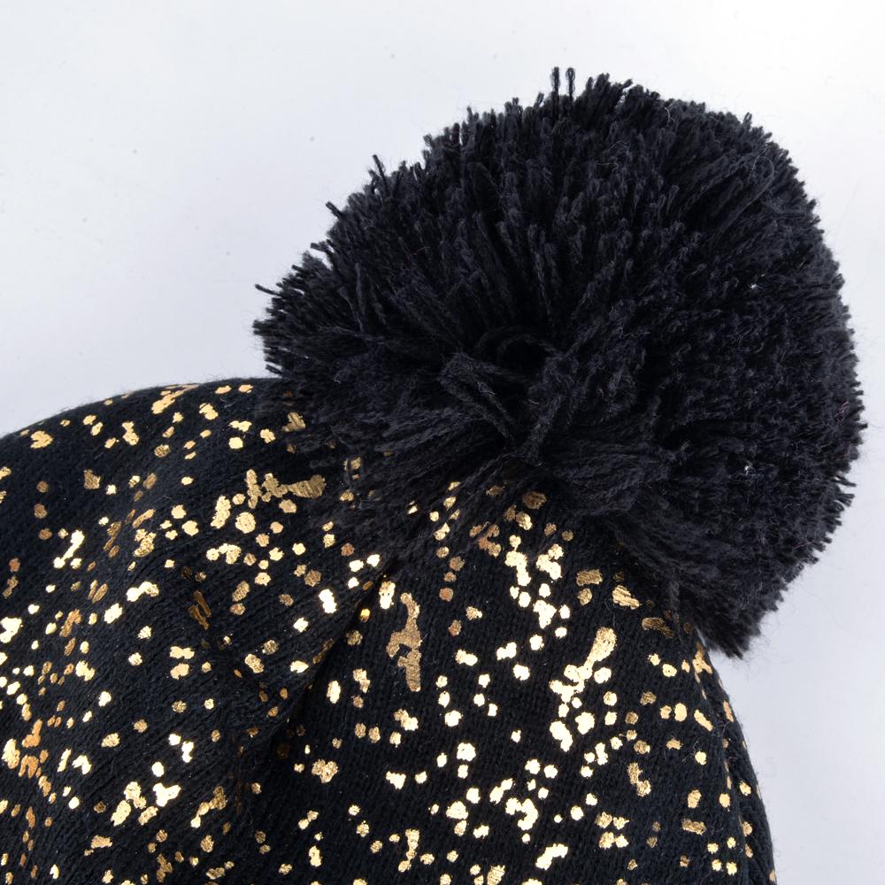 Autumn And Winter Beanies Women Fashion Sequins Knitted Hat Femal Flashing Beanie Girls PomPom Hats