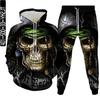 Мужские спортивные костюмы, хип-хоп, панк, череп, огонь, толстовки с 3D принтом, спортивные штаны, костюм, женская уличная одежда высокого качества, большие размеры S-6XL