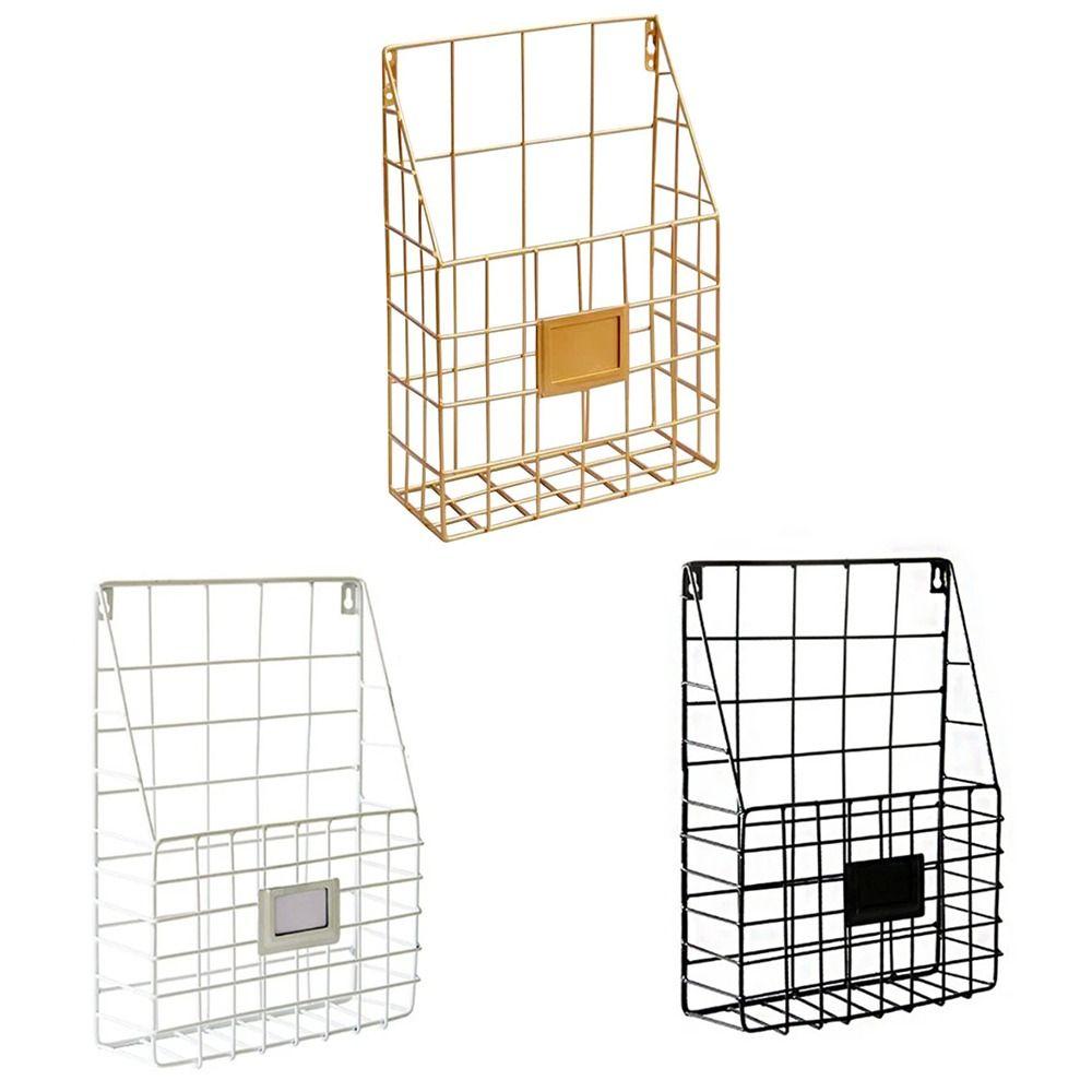 Metal Mesh Magazine File Holder Easy To Install Foyer Storage Shelf Hanging Document Rack  Office