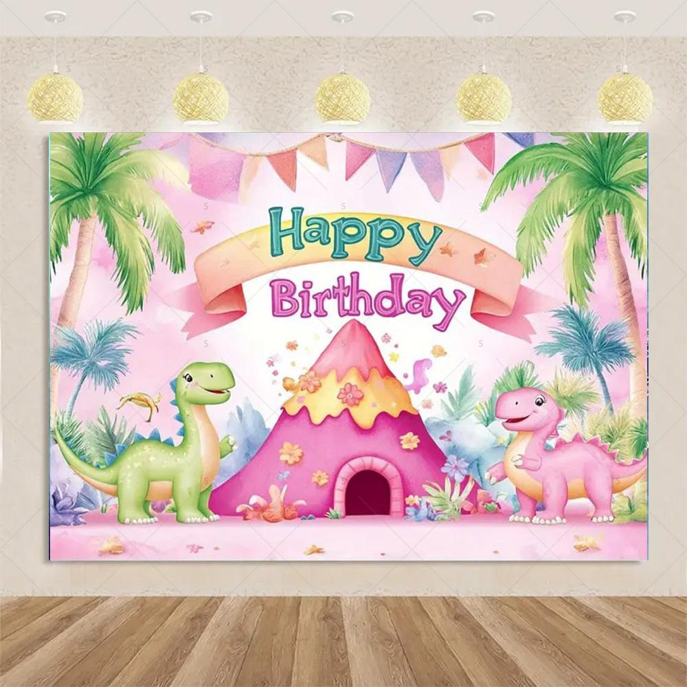 Cartoon Dinosaur Kid Birthday Party Decoration Jungle Animal Background Banner Jurassic World Woodland Backdrop For Baby Shower
