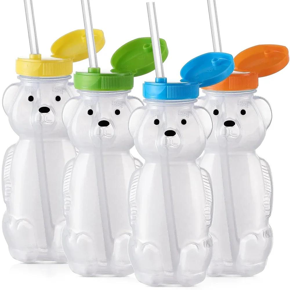 Детские поильники Honey Bear с гибкими трубочками, объемом 8 унций (237 мл), изготовлены из пищевого пластика и не содержат бисфенола-А.