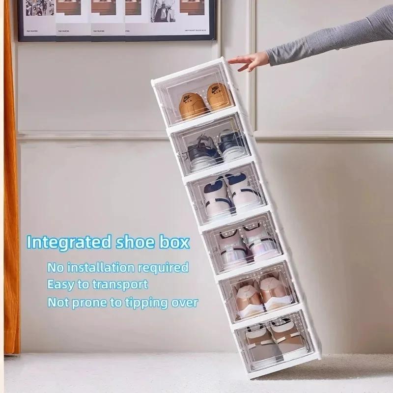 3 or 6 Tier Transparent Shoe Organizer Foldable Stackable Dustproof Sneaker Display Rack Home Space-Saving Storage Cabinet Rack