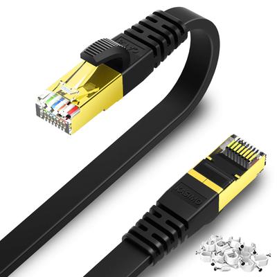 Кабель LAN KASIMO 50 м Кабель LAN CAT8 категории 8 Сверхскоростной плоский кабель Проводной кабель LAN Кабель Ethernet Кабель с защитой от обламывания гвоздей Двойной экран