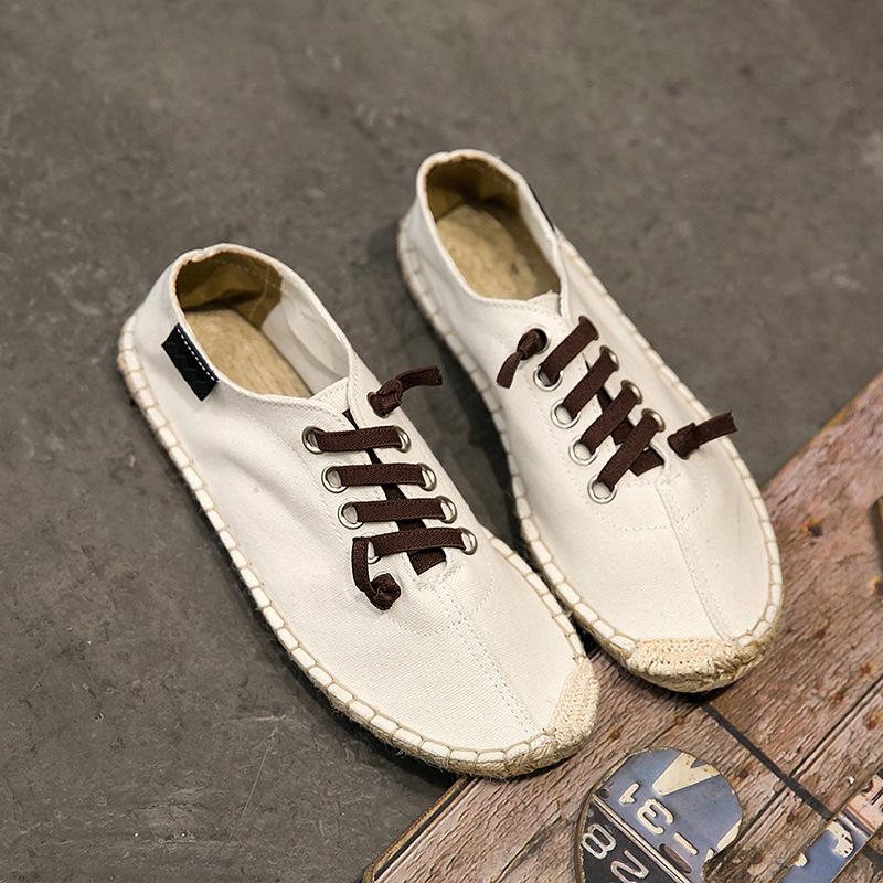Men Hemp Fisherman Shoes Brand New Breathable Espadrilles Flats Solid Moccasins Men's Canavs Casual Shoes Men Zapatos De Hombre