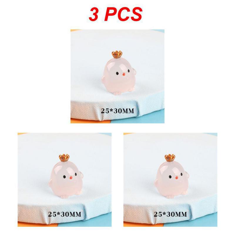 1~10PCS Luminous Mini Resin Pig Car Dashboard Toys Dolls Glowing Figures Home Garden Decoration Cartoon Color Chick Car