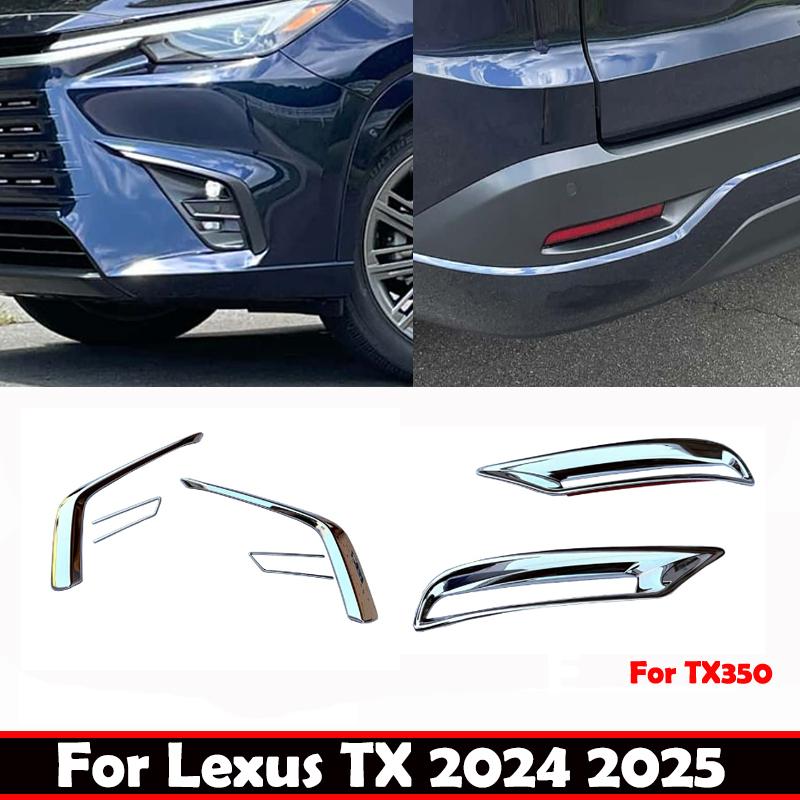For Lexus TX TX350 2024 2025 ABS chrome Front Rear Fog Light Foglamp Cover Exterior Bumper Lamp Trim Molding Garnish Frame