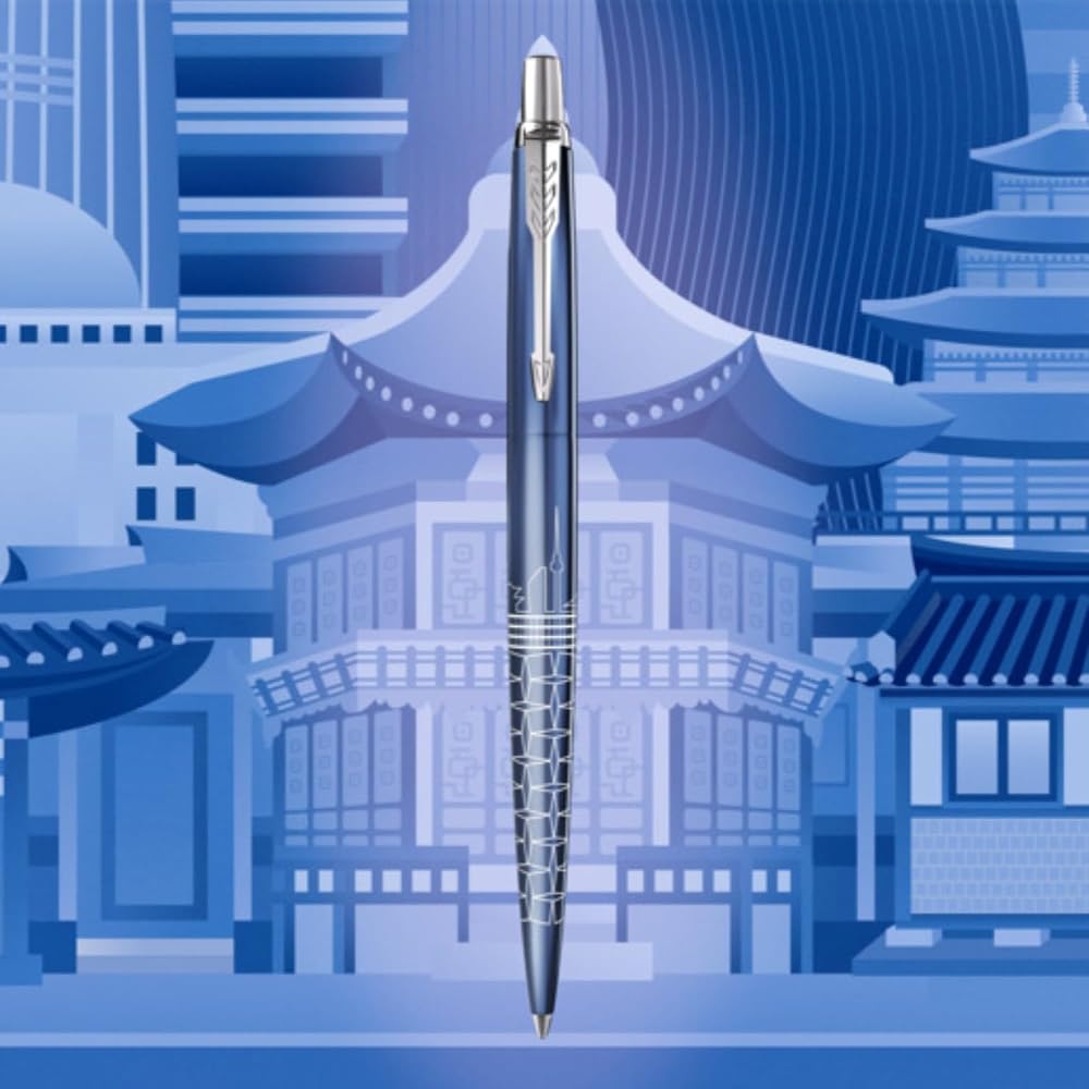 PARKER Ручка-шариковая Parker, Jotter Синий CT, Средняя, На масляной основе, Подарочная коробка, Подарок, Премиум 2...