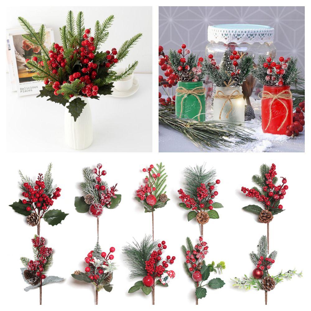 Multicolor Christmas Pine Branches DIY Accessories Simulation Red Berries Wedding Ornament